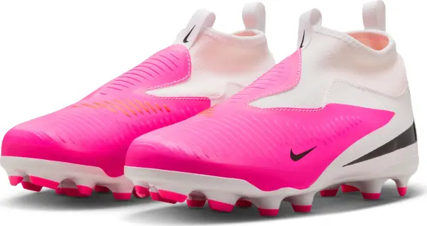 Бутсы детские Nike JR PHANTOM 6 HIGH ACADEMY FG/MG бело-розовые IH1789-901