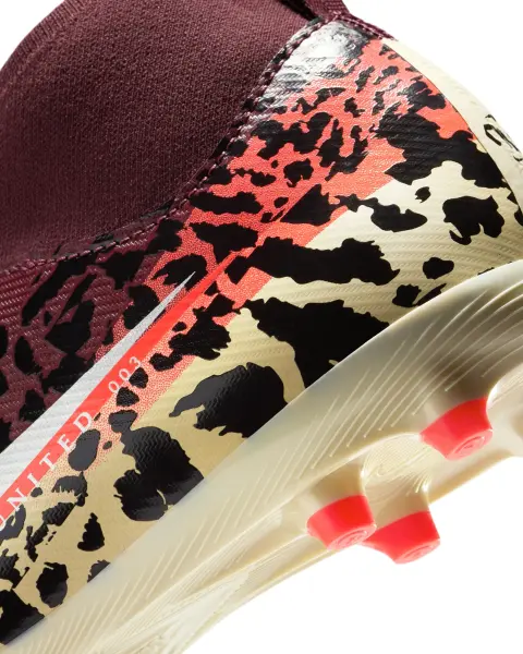 Бутсы детские Nike JR UNITED MERCURIAL ZOOM SUPERFLY 10 ACADEMY FG/MG NU3 бордово-красно-бежевые IO8468-661