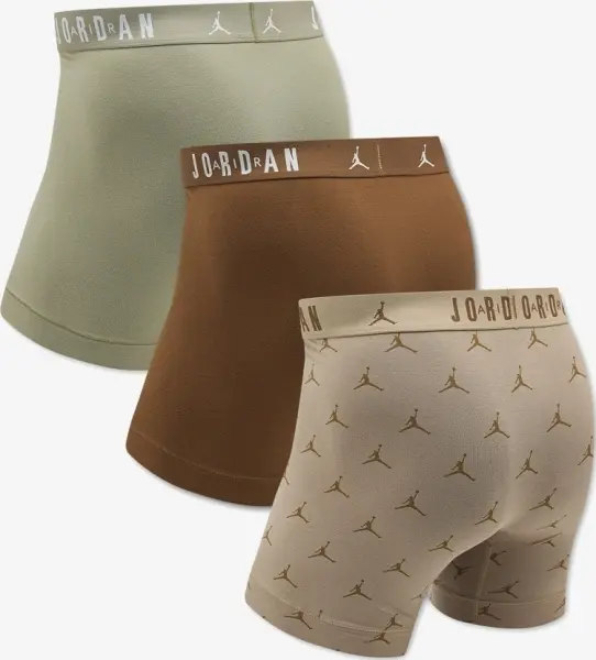 Труси (боксерки) Nike JORDAN FLIGHT COTTON ESSENTIALS BOXER BRIEFS хакі, світло-коричневі, коричневі (3 штуки) JM0839-X0L