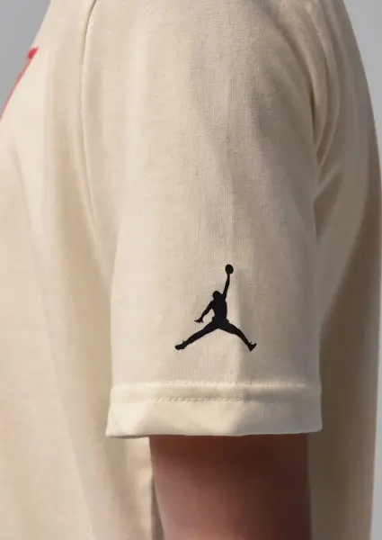 Футболка подростковая Nike JORDAN FLIGHT ESSENTIALS BOXED LOGO 3.0 бежево-красно-серая 95F057-W5T