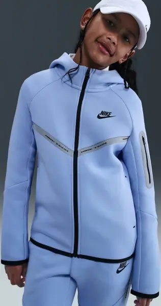 Толстовка подростковая Nike SPORTSWEAR TECH FLEECE FULL-ZIP REFLECTIVE ACCENTS голубая IM9154-468