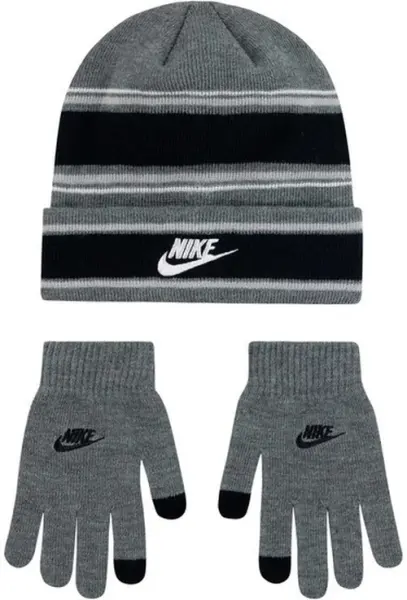 Зимний набор аксессуаров детский Nike MULTI STRIPE серо-черный 8A3047-GOR