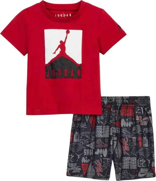 Комплект літній дитячий Nike JORDAN червоно-темно-сірий 65A600-023