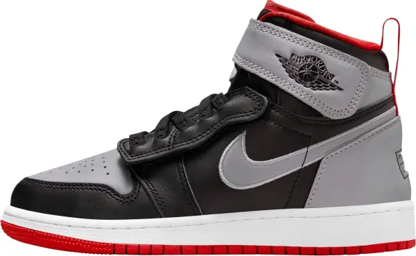 Кросівки підліткові Nike AIR JORDAN 1 HI FLYEASE (GS) сіро-чорно-червоні DC7986-010
