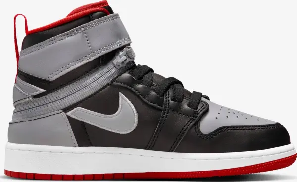 Кросівки підліткові Nike AIR JORDAN 1 HI FLYEASE (GS) сіро-чорно-червоні DC7986-010