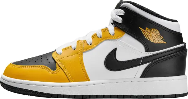Кросівки підліткові Nike AIR JORDAN 1 MID (GS) жовто-біло-чорні DQ8423-701