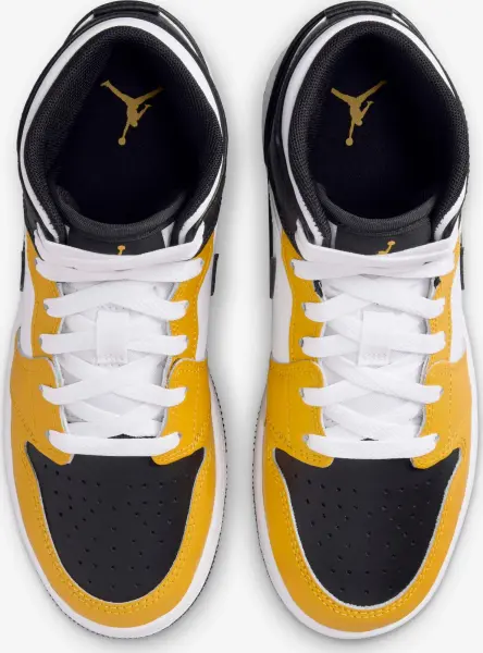 Кросівки підліткові Nike AIR JORDAN 1 MID (GS) жовто-біло-чорні DQ8423-701