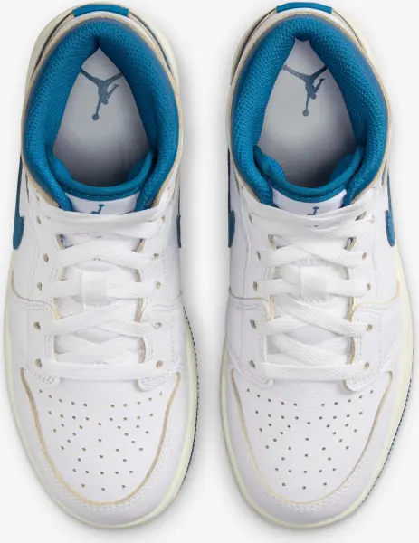 Кроссовки подростковые Nike JORDAN 1 MID SE (GS) бело-синие FN7432-141