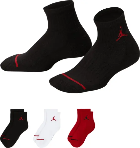 Носки детские Nike JORDAN JUMPMAN QUARTER красные, белые, черные (3 пары) UJ0009-R78