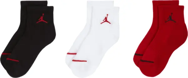Носки детские Nike JORDAN JUMPMAN QUARTER красные, белые, черные (3 пары) UJ0009-R78