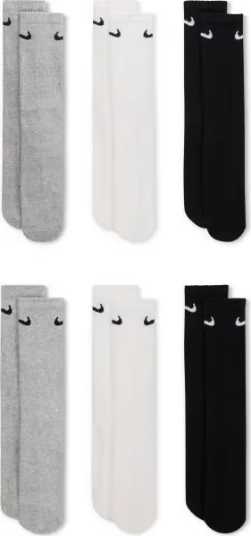 Шкарпетки утеплені Nike EVERYDAY CUSHIONED TRAINING CREW SOCKS 6P білі, сірі, чорні (6 пар) SX7666-964
