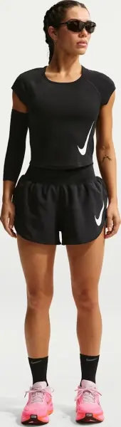 Шорти для бігу жіночі NIKE TEMPO FLOW SWOOSH DRI-FIT MID-RISE BRIEF-LINED чорні IF1473-010
