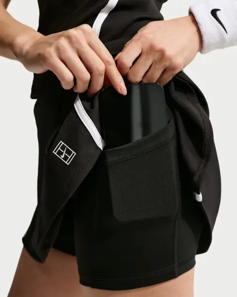 Спідниця для тенісу жіноча Nike COURT ADVANTAGE DRI-FIT HIGH-WAISTED чорно-біла II3624-010