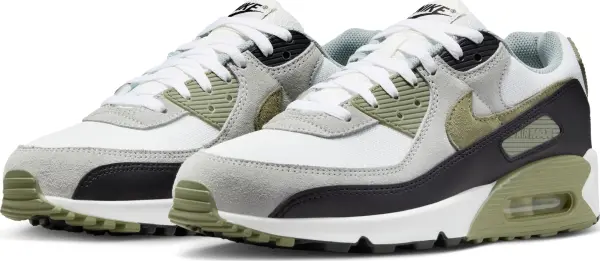 Кроссовки Nike AIR MAX 90 бело-светло-серо-оливково-черные DM0029-121