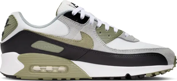 Кроссовки Nike AIR MAX 90 бело-светло-серо-оливково-черные DM0029-121