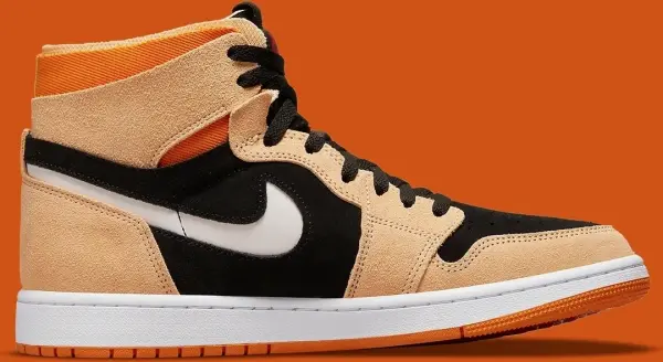 Кроссовки Nike AIR JORDAN 1 ZOOM CMFT светло-коричнево-черно-оранжевые CT0978-200