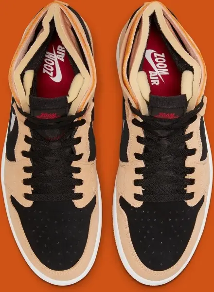 Кроссовки Nike AIR JORDAN 1 ZOOM CMFT светло-коричнево-черно-оранжевые CT0978-200