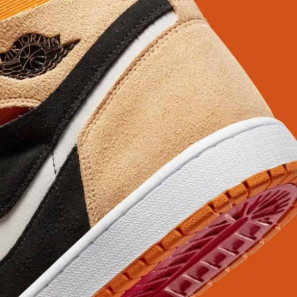 Кроссовки Nike AIR JORDAN 1 ZOOM CMFT светло-коричнево-черно-оранжевые CT0978-200