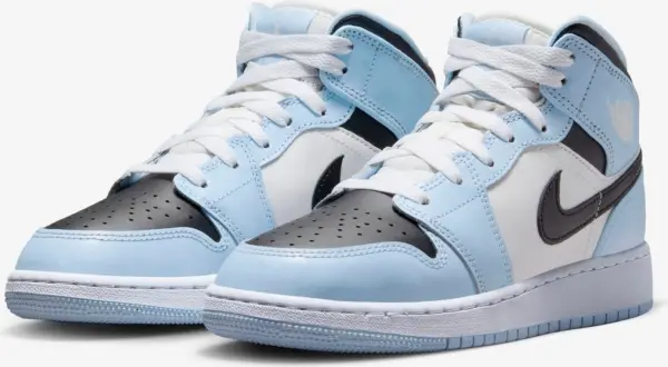 Кросівки підліткові Nike AIR JORDAN 1 MID (GS) блакитно-чорно-білі 555112-401