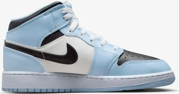 Кросівки підліткові Nike AIR JORDAN 1 MID (GS) блакитно-чорно-білі 555112-401