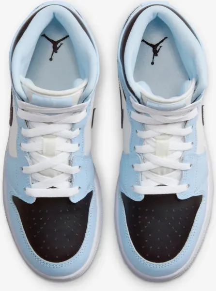 Кросівки підліткові Nike AIR JORDAN 1 MID (GS) блакитно-чорно-білі 555112-401