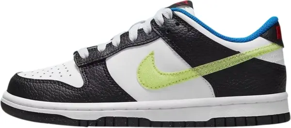 Кроссовки подростковые Nike DUNK LOW (GS) бело-черно-лимонные DQ0977-100