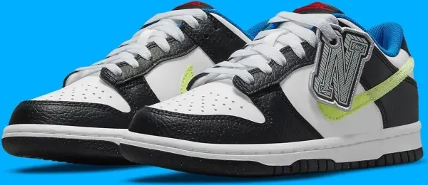 Кроссовки подростковые Nike DUNK LOW (GS) бело-черно-лимонные DQ0977-100