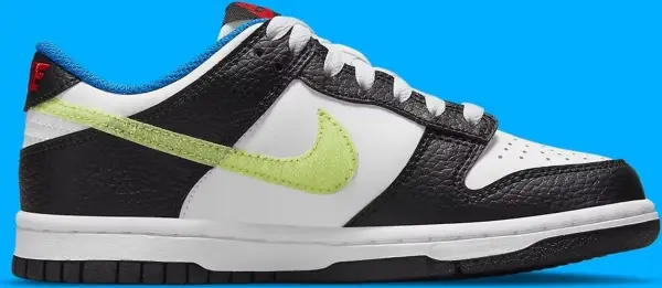 Кроссовки подростковые Nike DUNK LOW (GS) бело-черно-лимонные DQ0977-100