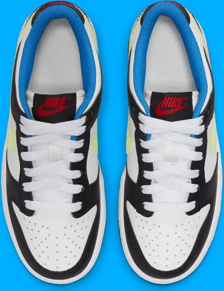 Кроссовки подростковые Nike DUNK LOW (GS) бело-черно-лимонные DQ0977-100