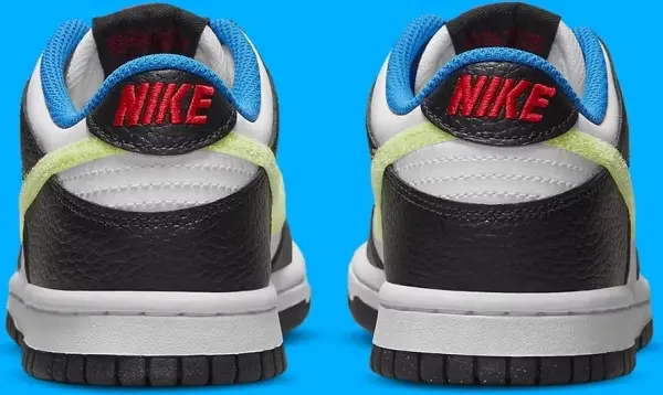 Кроссовки подростковые Nike DUNK LOW (GS) бело-черно-лимонные DQ0977-100