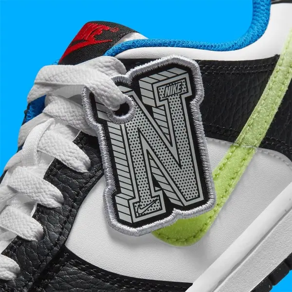 Кроссовки подростковые Nike DUNK LOW (GS) бело-черно-лимонные DQ0977-100