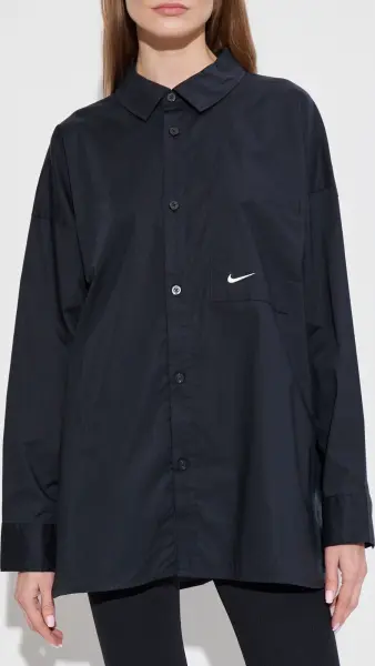 Рубашка женская Nike SPORTSWEAR CHILL POPLIN WOVEN LOOSE черная HJ0715-011