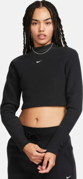 Свитшот женский Nike SPORTSWEAR PHOENIX PLUSH SLIM CROPPED COSY FLEECE черный FN3619-010
