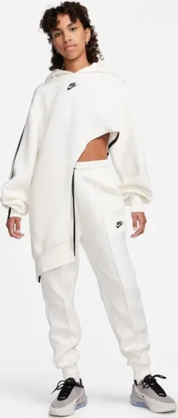 Худі жіноче Nike SPORTSWEAR TECH FLEECE OVERSIZE ASYMMETRIC кремово-чорне FN7123-110