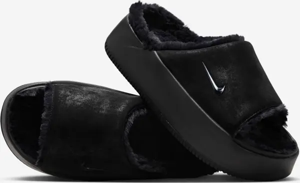 Шлепанцы женские Nike CALM ELEVATION FUR черные HV8560-001