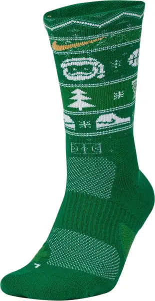 Шкарпетки Nike ELITE CHRISTMAS CREW зелено-білі SX7866-312