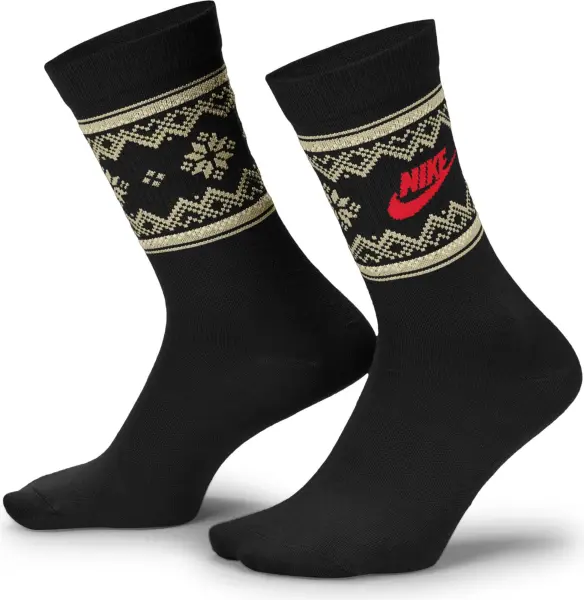 Носки Nike EVERYDAY ESSENTIALS FAIR ISLE CREW черно-бежево-красные FZ3071-010