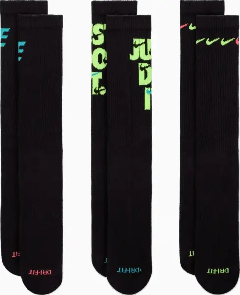 Шкарпетки Nike EVERYDAY PLUS CUSHIONED CREW чорні (3 пари) DH3822-910
