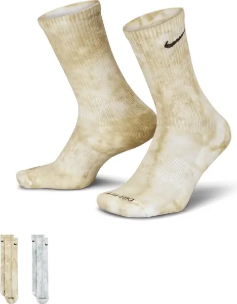 Шкарпетки Nike EVERYDAY PLUS CUSHIONED TIE-DYE CREW бежеві, сірі (2 пари) DM3407-912