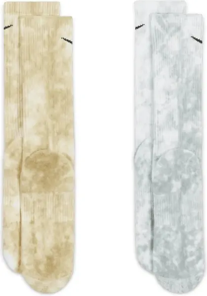 Шкарпетки Nike EVERYDAY PLUS CUSHIONED TIE-DYE CREW бежеві, сірі (2 пари) DM3407-912