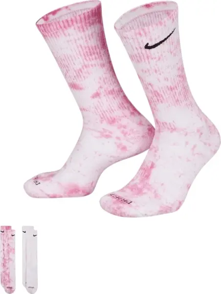 Носки Nike EVERYDAY PLUS CUSHIONED TIE-DYE CREW розовые, светло-розовые (2 пары) DM3407-913