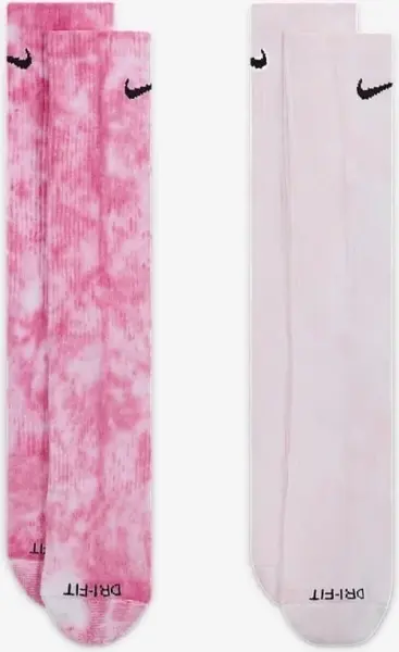 Носки Nike EVERYDAY PLUS CUSHIONED TIE-DYE CREW розовые, светло-розовые (2 пары) DM3407-913