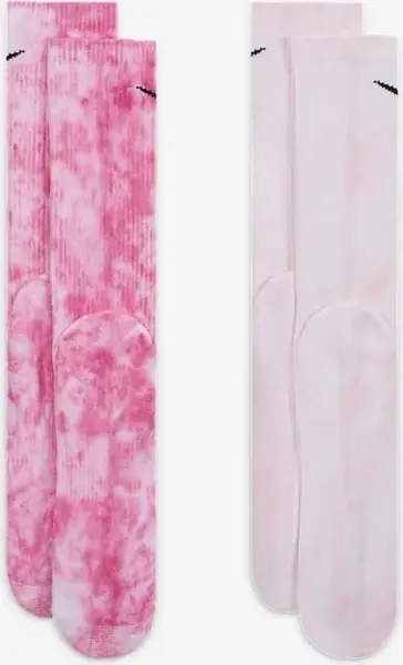 Носки Nike EVERYDAY PLUS CUSHIONED TIE-DYE CREW розовые, светло-розовые (2 пары) DM3407-913