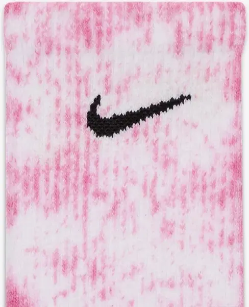 Носки Nike EVERYDAY PLUS CUSHIONED TIE-DYE CREW розовые, светло-розовые (2 пары) DM3407-913