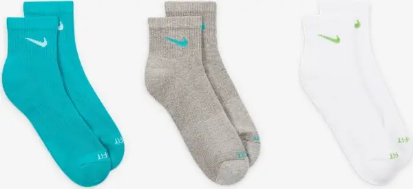Шкарпетки Nike EVERYDAY PLUS CUSHIONED TRAINING ANKLE бірюзові, сірі, білі (3 пари) SX6890-967