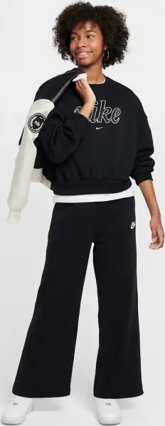 Спортивні штани підліткові Nike SPORTSWEAR CLUB FLEECE WIDE-LEG чорні FZ6774-010