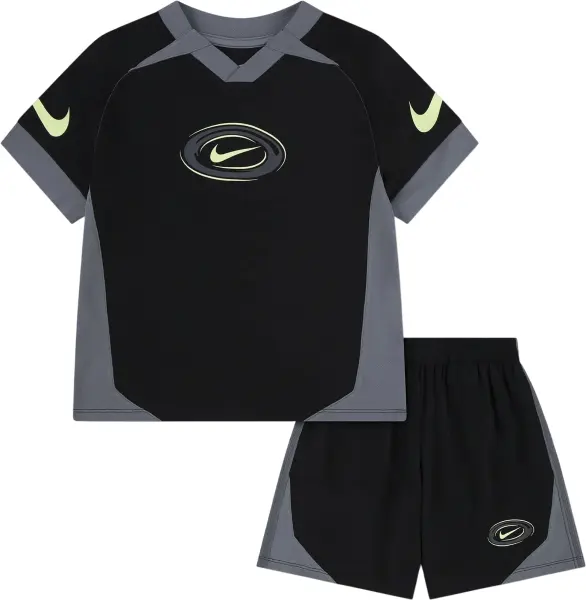 Комплект літній дитячий Nike DRI-FIT SWOOSH LOVE чорно-сіро-лаймовий 86N944-023