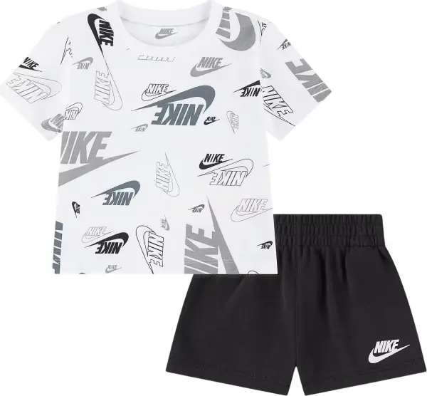 Комплект летний детский Nike SPORTSWEAR ALLOVER PRINT бело-серо-черный 86N043-G9Q