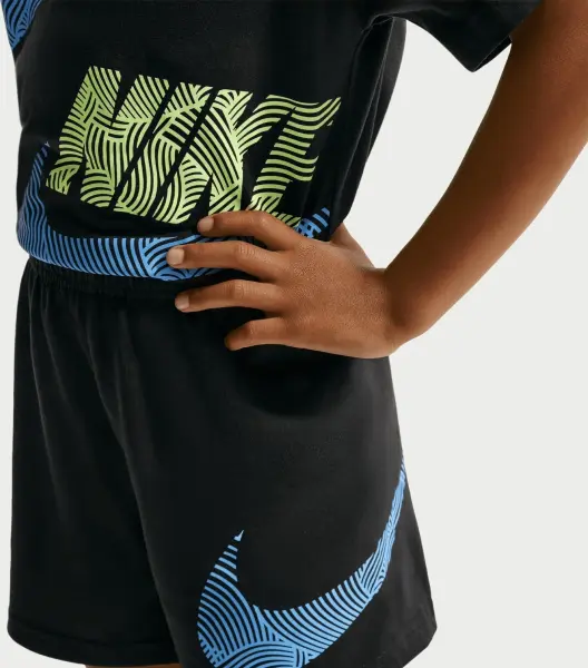 Комплект літній дитячий Nike SPORTSWEAR IN THE ZONE RELAXED JERSEY чорно-лаймово-блакитний 86N737-023