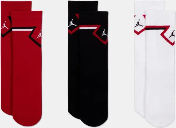 Носки детские Nike JORDAN DIAMOND CREW красные, черные, белые (3 пары) BJ0832-R78